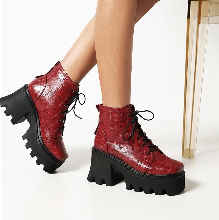 Platform Lace Up Ankle Boots WS F21
