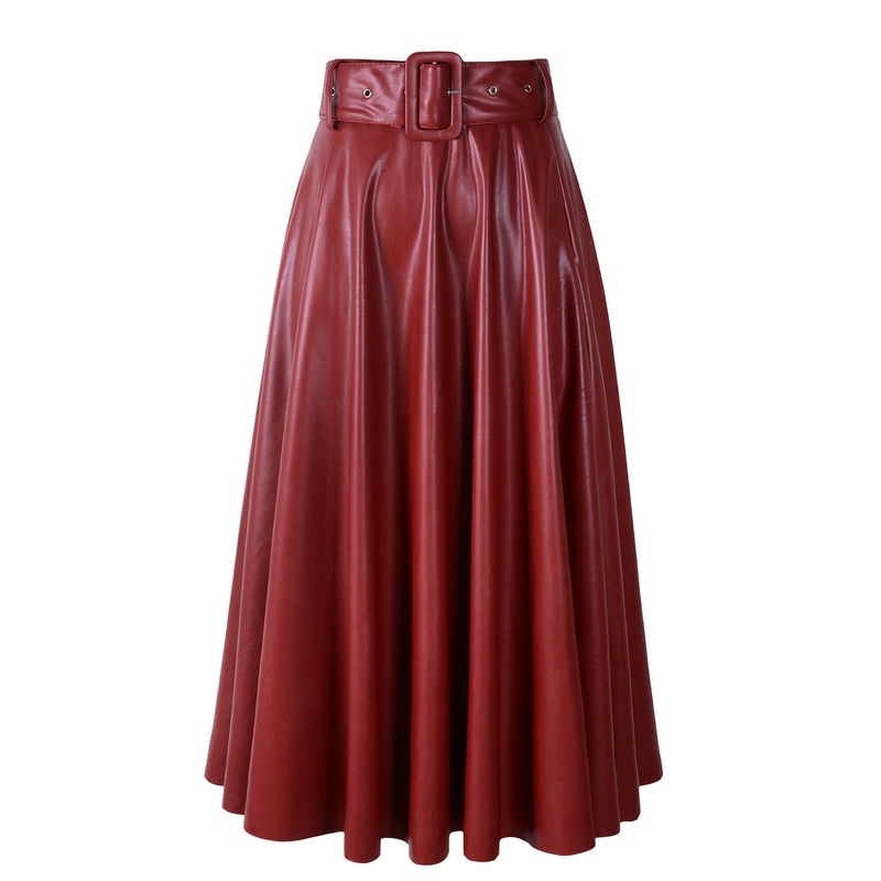 Long Leather Skirt Sk06