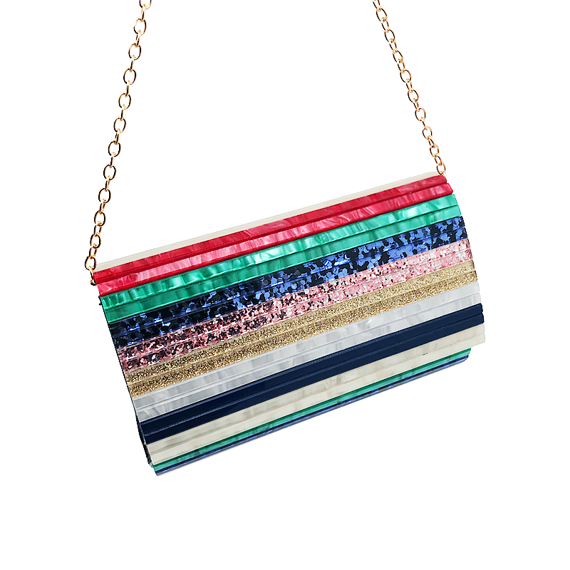 Acrylic Party Handbag Striped
