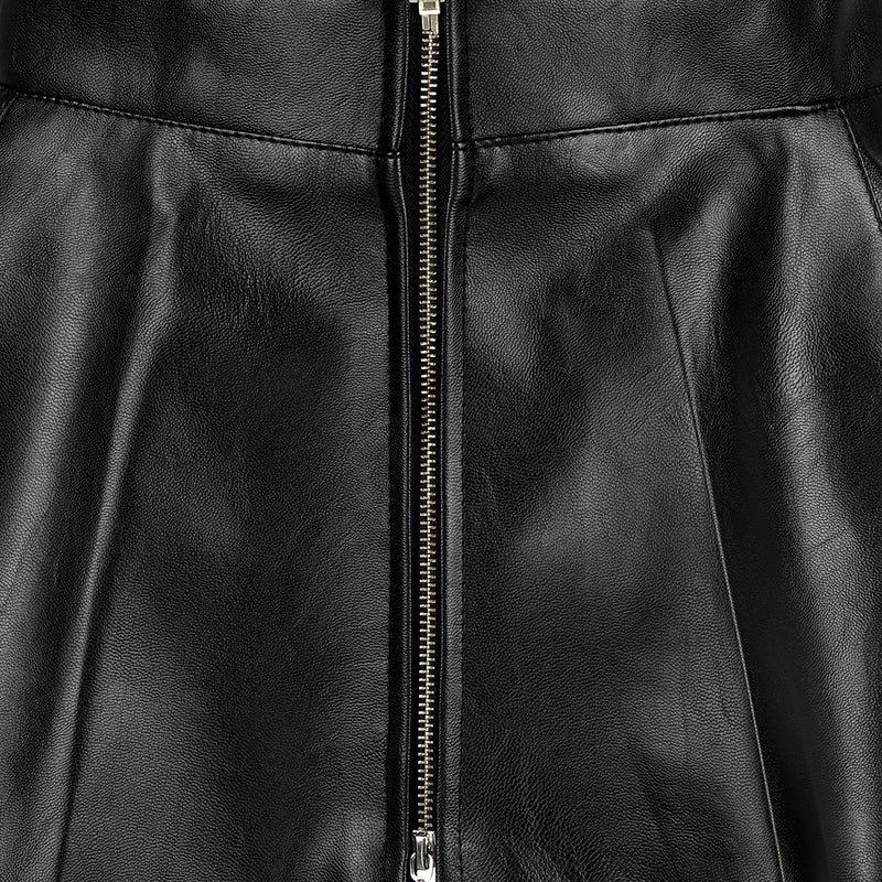 Leather Mini Skirt Zip Sk10