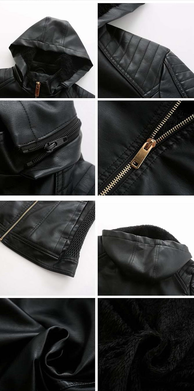 Leather Jacket with Hood WS J07