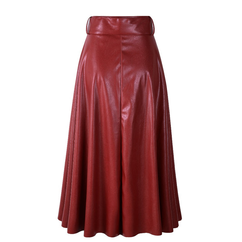 Long Leather Skirt Sk06