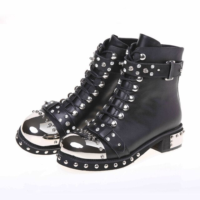 Punk-Rock Natural Leather Boots WS F28