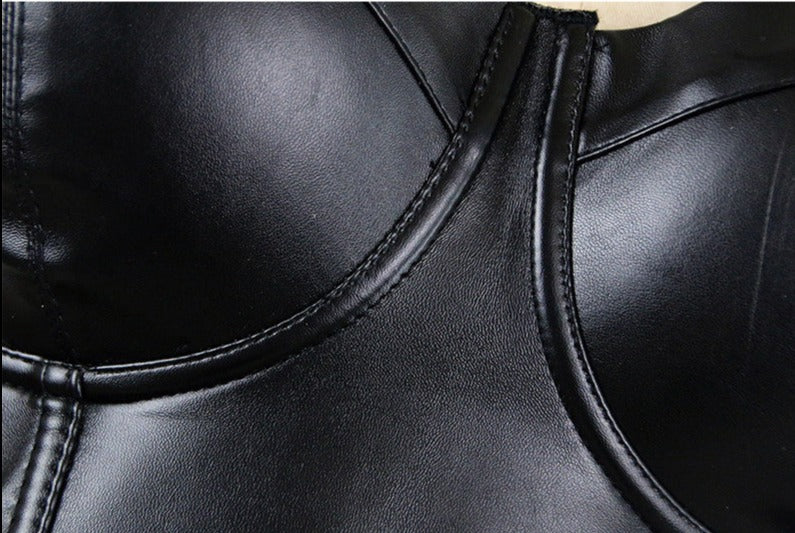 Black Faux Leather Corset WS Blacky