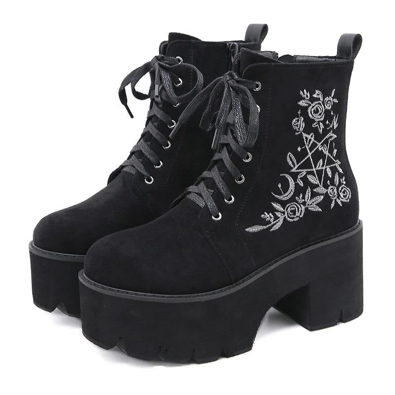 Gothic Suede Ankle Boots WS F03