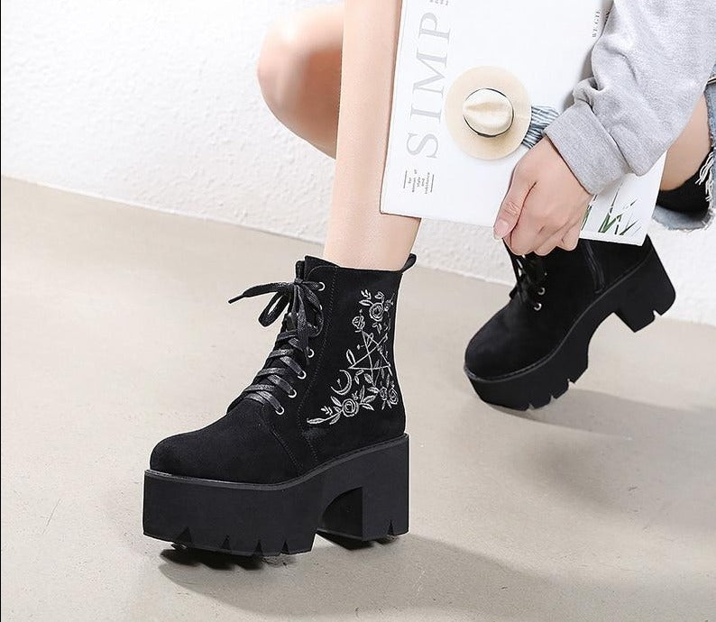 Gothic Suede Ankle Boots WS F03