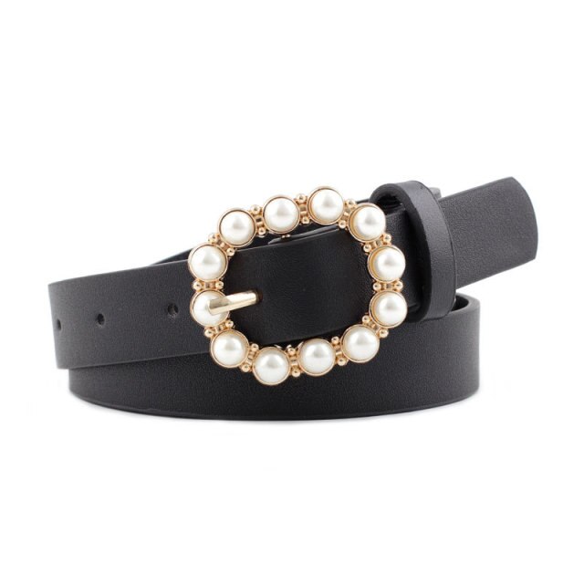 Leather Belt Buckle with Pearls Hadley