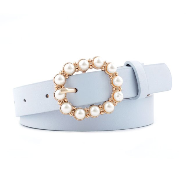 Leather Belt Buckle with Pearls Hadley