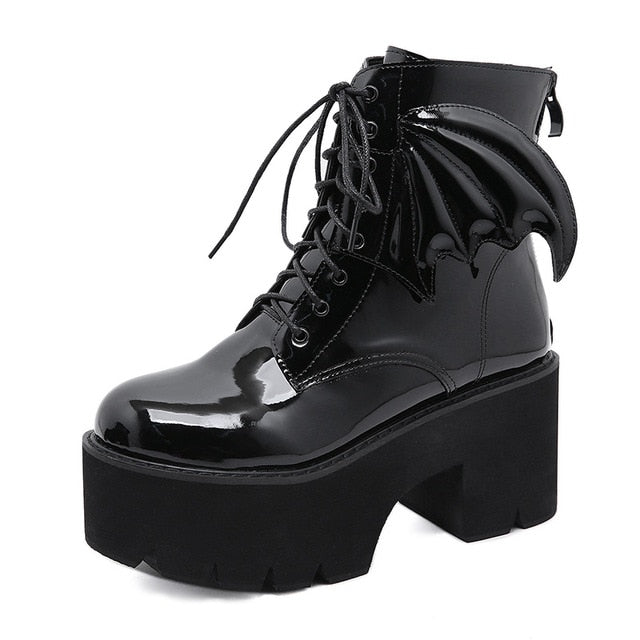Patent Leather Gothic Ankle Boots WS F04