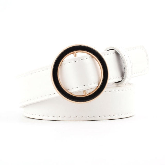 Leather Belt Round Buckle Remy