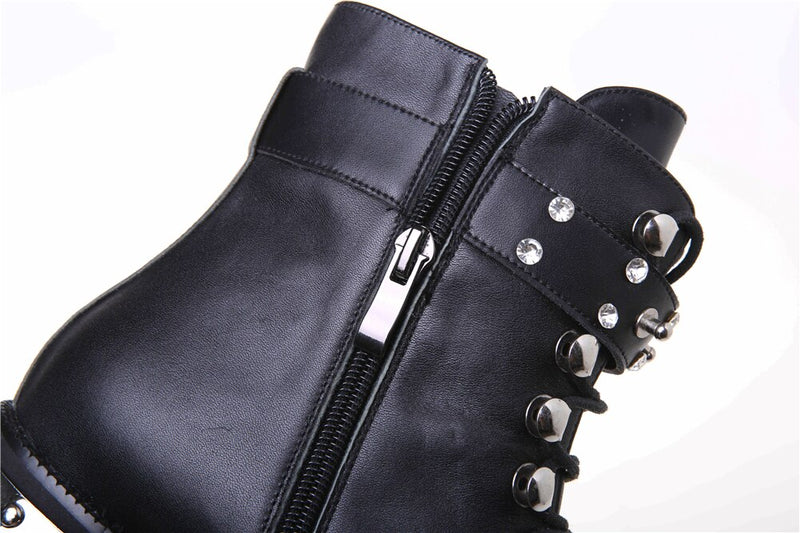 Punk-Rock Natural Leather Boots WS F28