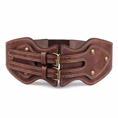 Double Buckle Leather Belt