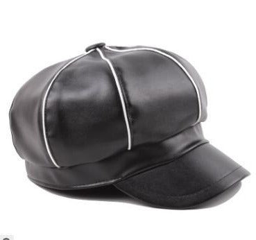 Black or White Faux Leather Cap