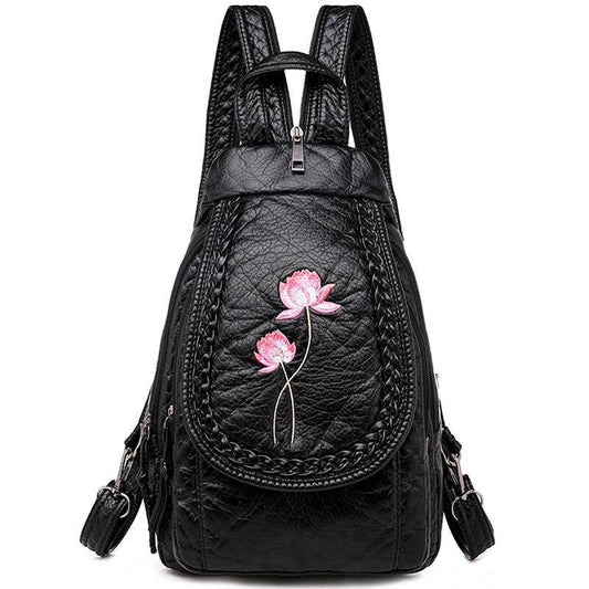 Small Leather Backpack Floral