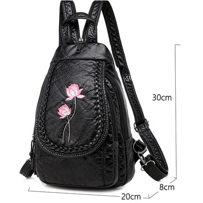 Small Leather Backpack Floral