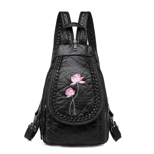 Small Leather Backpack Floral