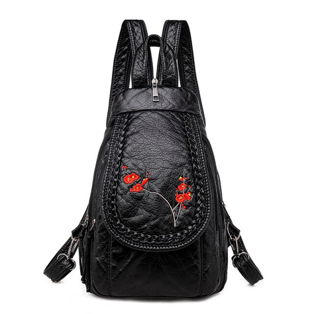 Small Leather Backpack Floral