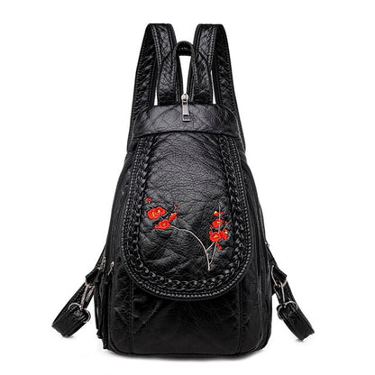 Small Leather Backpack Floral