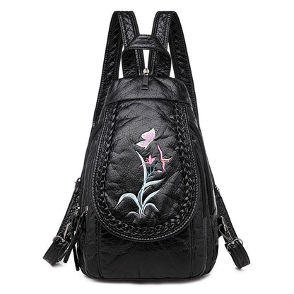 Small Leather Backpack Floral