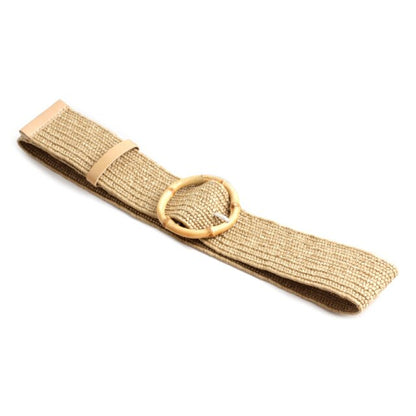 Elastic Braided Belt Round Buckle Saddo