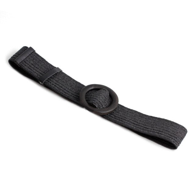 Elastic Braided Belt Round Buckle Saddo