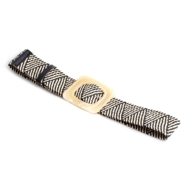 Elastic Braided Belt Round Buckle Saddo