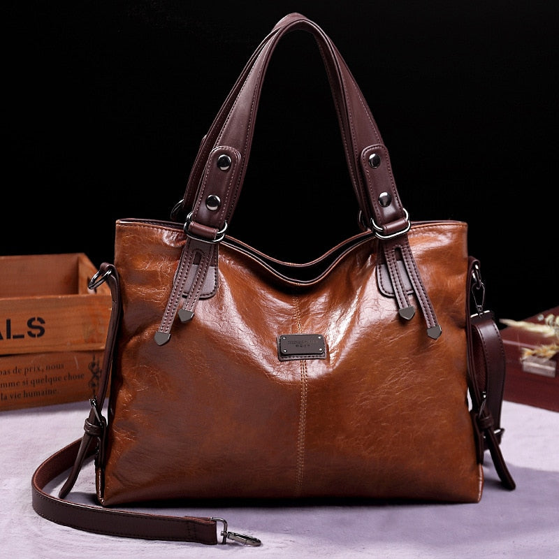Shiny Leather Handbag Atticus