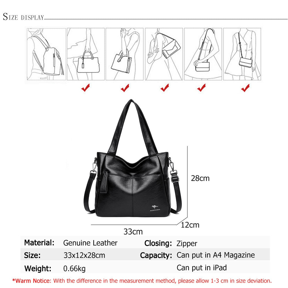 Women Genuine Leather Bags Women Real Leather Handbags Large