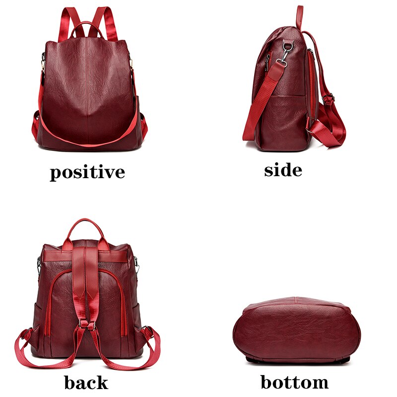 Rear-opening Large Leather Backpack York