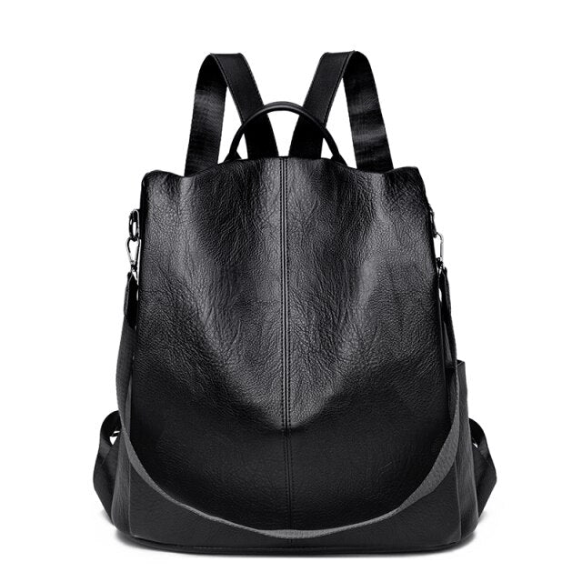 Rear-opening Large Leather Backpack York