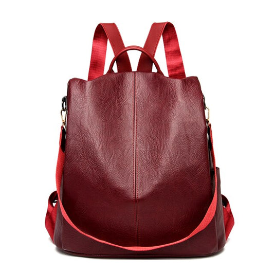 Rear-opening Large Leather Backpack York