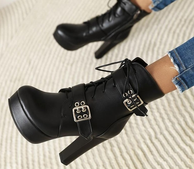 Gothic Ankle Boots High Heel WS F09