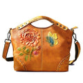 Carved Natural Leather Handbag Adelaide