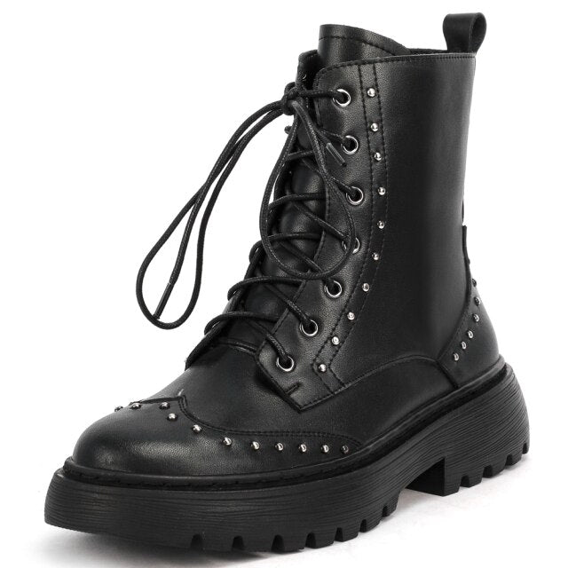 Punk-Rock Natural Leather Boots WS F30