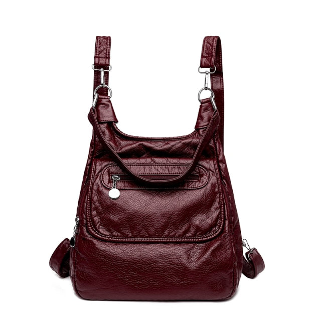 Soft Leather Backpack Rosy