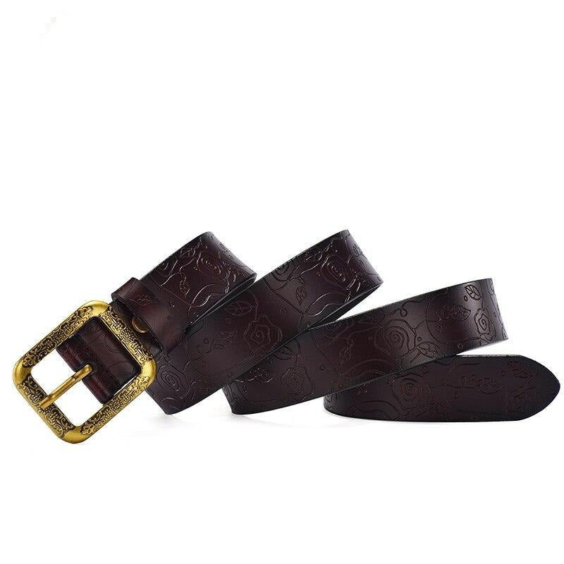 Wide Natural Leather Belt Bertone