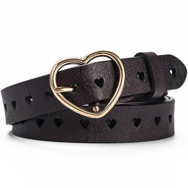 Natural leather belt Hearts